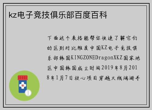 kz电子竞技俱乐部百度百科